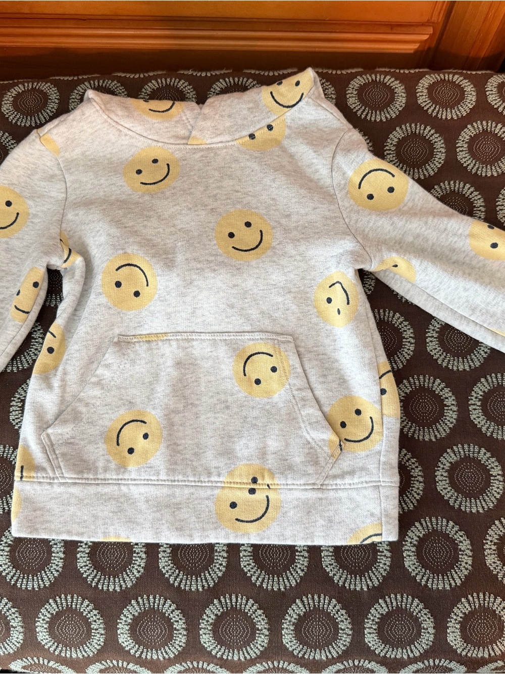 Old Navy Kids Smiley Face Pullover Sweatshirt - Light Gray & Yellow